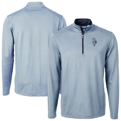 Men's Cutter & Buck Light Blue Kansas City Royals Virtue Eco Pique Micro Stripe Recycled Quarter-Zip Pullover Top