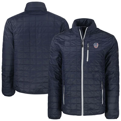 Men's Cutter & Buck Navy Milwaukee Brewers Americana Rainier PrimaLoft® Eco Insulated Full-Zip Puffer Jacket