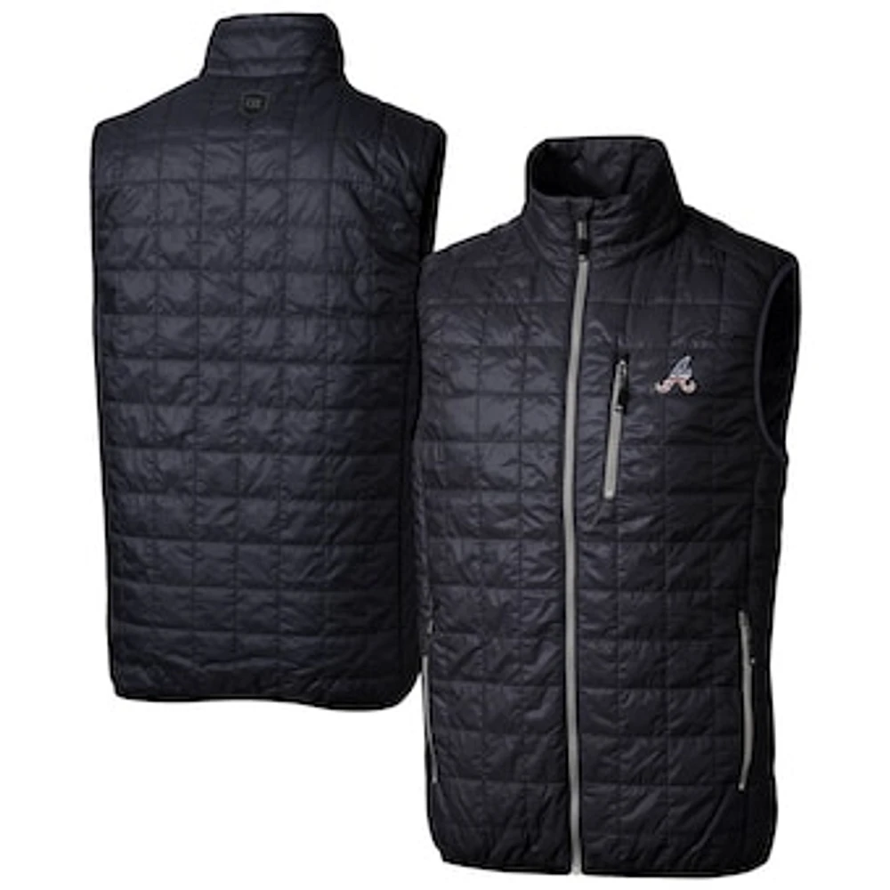 Men's Cutter & Buck Navy Atlanta Braves Rainier PrimaLoft® Eco Insulated Full-Zip Puffer Vest