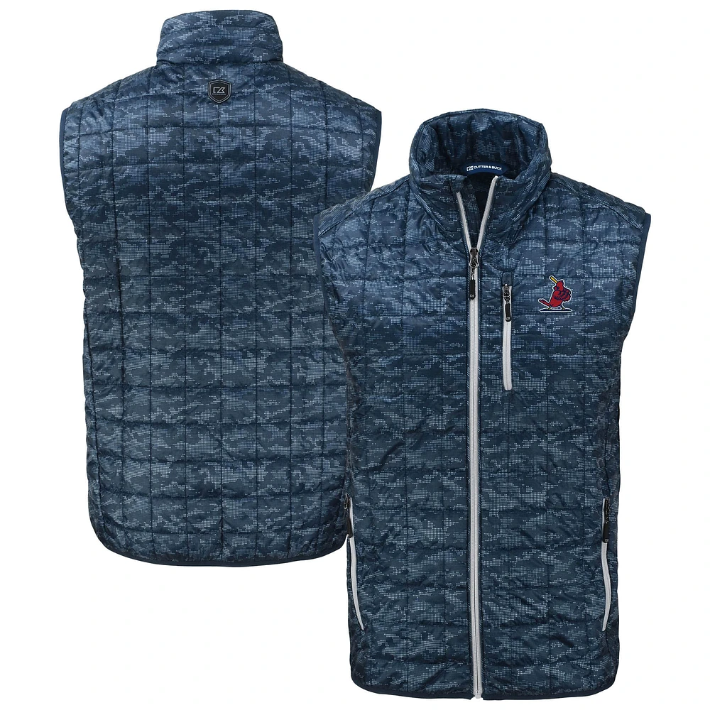 Men's Cutter & Buck Navy St. Louis Cardinals Rainier PrimaLoft® Eco Insulated Full-Zip Printed Puffer Vest