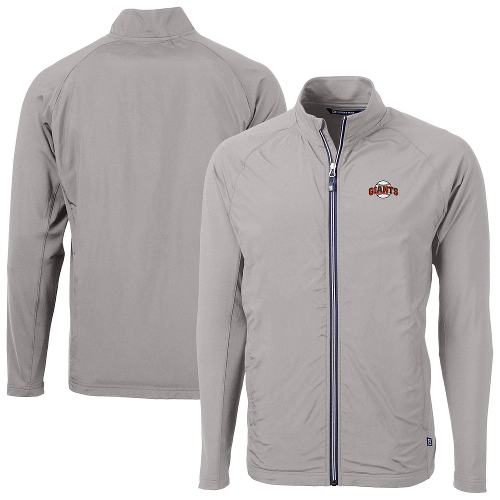 Men's Cutter & Buck Gray San Francisco Giants Adapt Eco Knit Hybrid Recycled Full-Zip Jacket