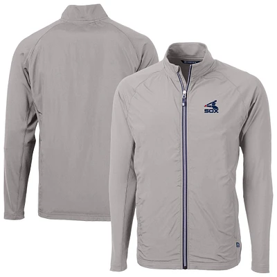 Men's Cutter & Buck Gray Chicago White Sox Adapt Eco Knit Hybrid Recycled Full-Zip Jacket