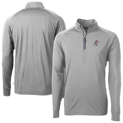 Men's Cutter & Buck Gray Cincinnati Reds Mr. Redlegs Adapt Eco Knit Stretch Recycled Quarter-Zip Pullover Top