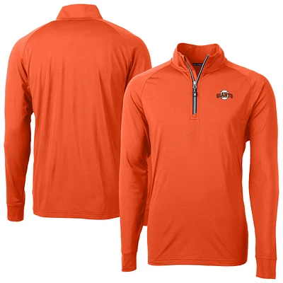 Men's Cutter & Buck Orange San Francisco Giants Adapt Eco Knit Stretch Recycled Quarter-Zip Pullover Top