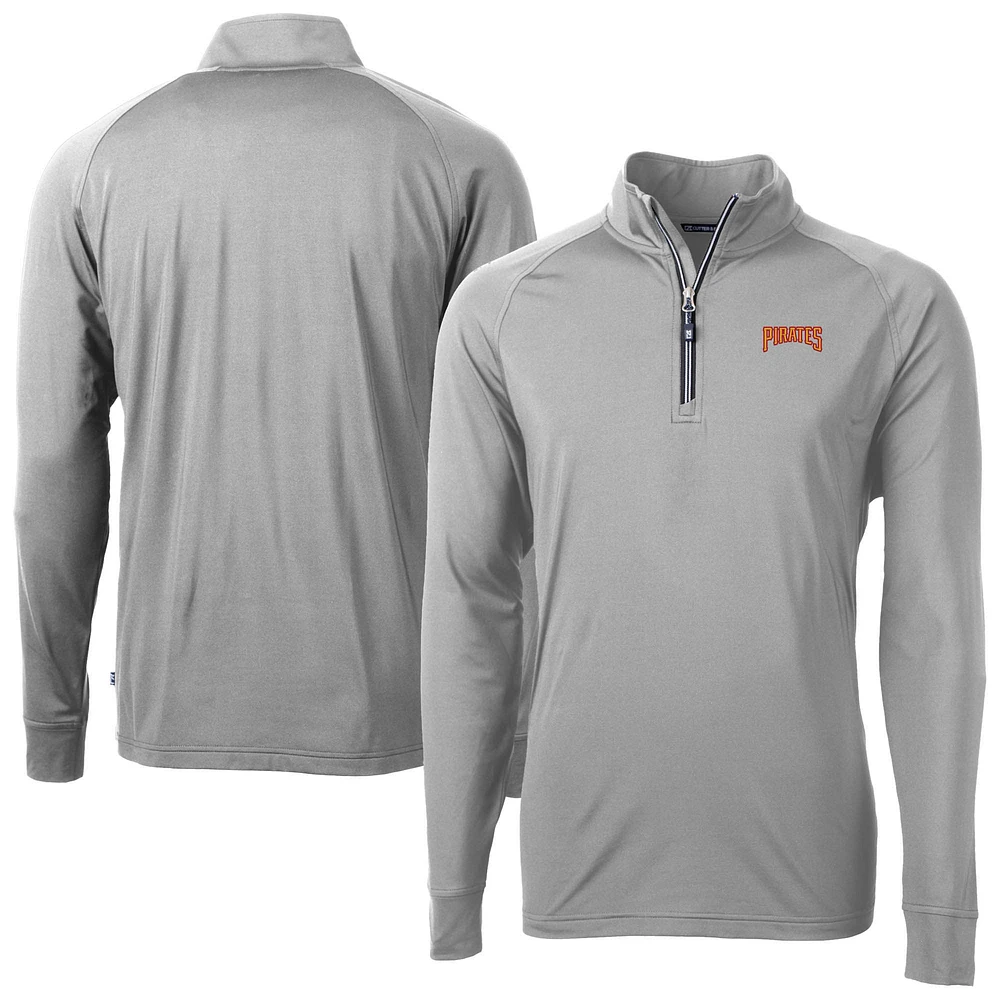 Men's Cutter & Buck Gray Pittsburgh Pirates Adapt Eco Knit Stretch Recycled Quarter-Zip Pullover Top