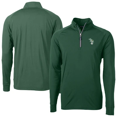 Men's Cutter & Buck Hunter Green Athletics Stomper Adapt Eco Knit Stretch Recycled Quarter-Zip Pullover Top