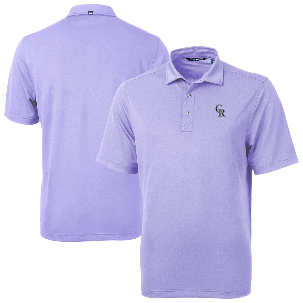 Men's Cutter & Buck Purple Colorado Rockies Virtue Eco Pique Recycled Polo