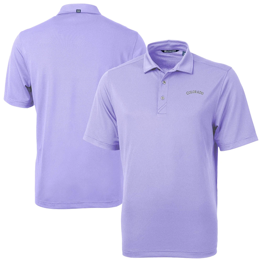 Men's Cutter & Buck Lavender Colorado Rockies Virtue Eco Pique Recycled Polo