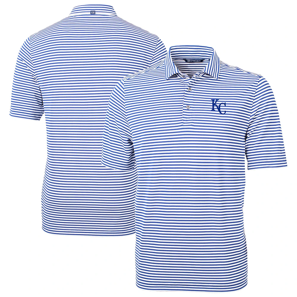 Men's Cutter & Buck Royal Kansas City Royals Virtue Eco Pique Stripe Recycled Polo