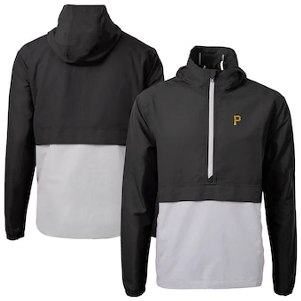 Men's Cutter & Buck Black Pittsburgh Pirates Charter Eco Recycled Half-Zip Anorak Jacket
