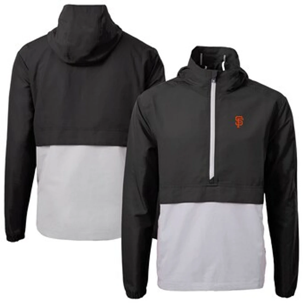 Men's Cutter & Buck Black San Francisco Giants Charter Eco Recycled Half-Zip Anorak Jacket