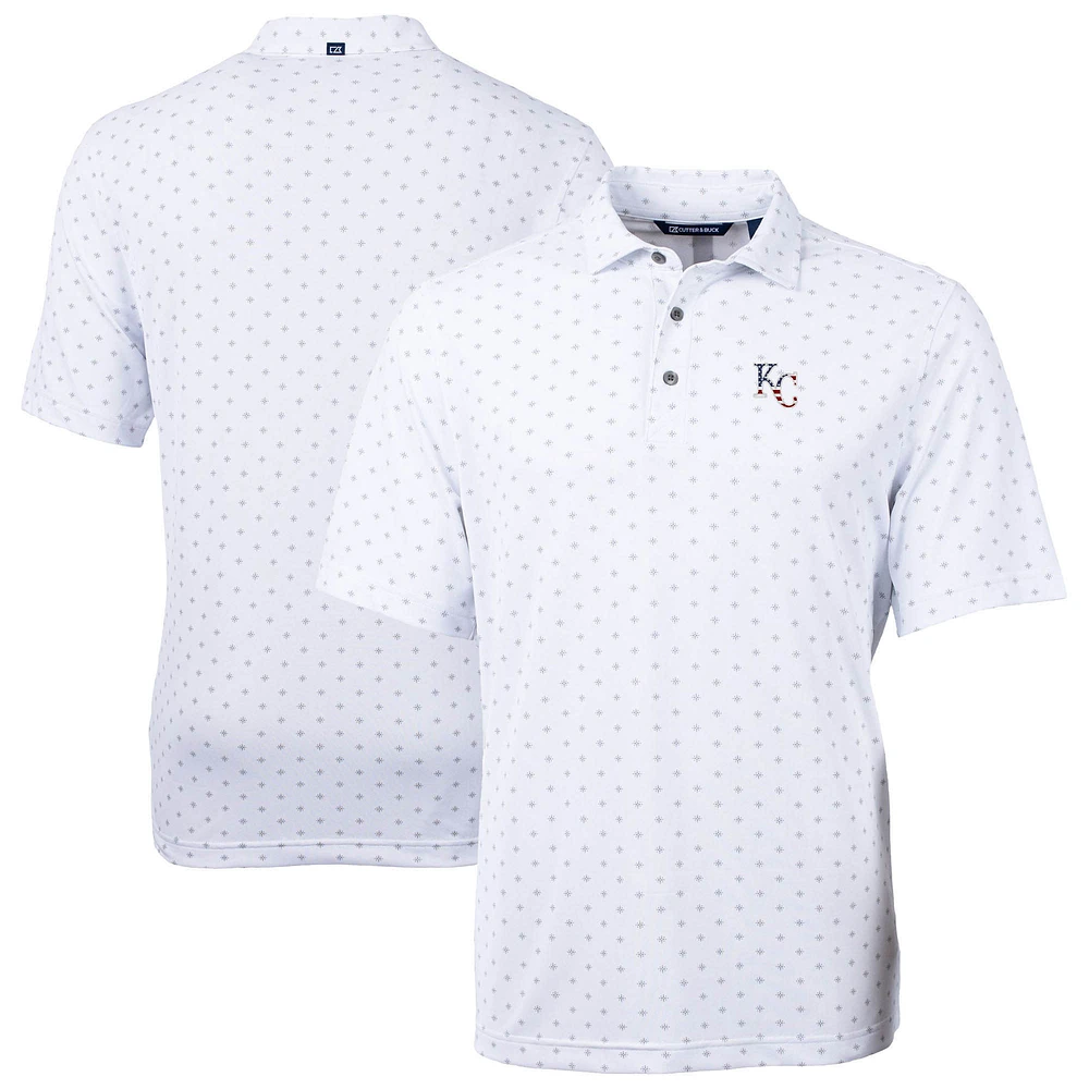 Men's Cutter & Buck White Kansas City Royals Virtue Eco Pique Tile Recycled Polo
