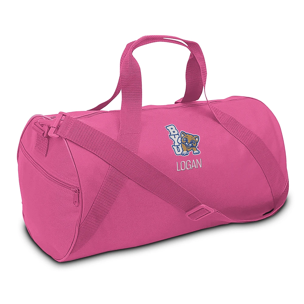 Youth Pink BYU Cougars Personalized Duffel Bag