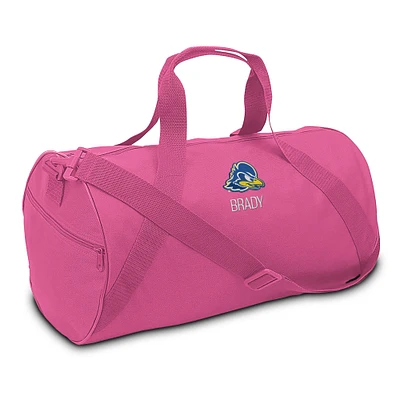 Youth Pink Delaware Fightin' Blue Hens Personalized Duffel Bag
