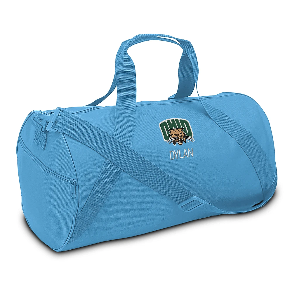 Youth Light Blue Ohio Bobcats Personalized Duffel Bag
