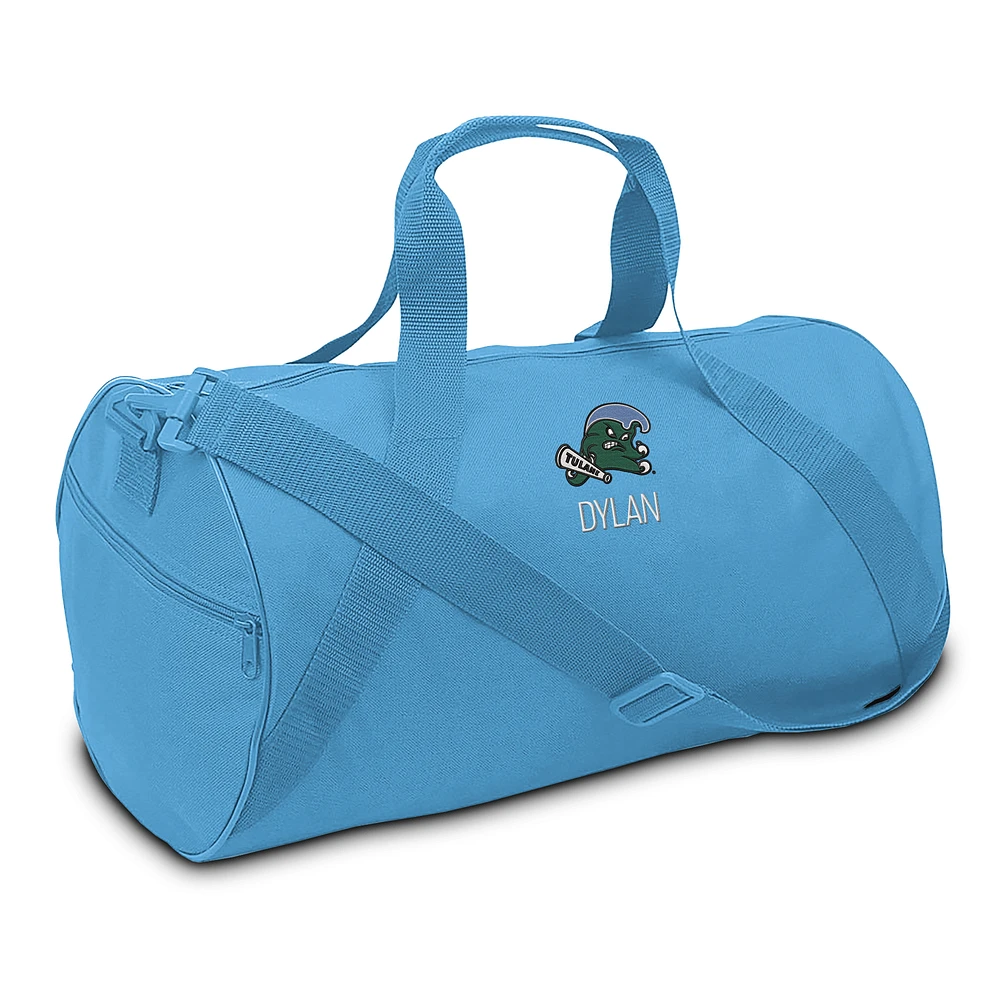 Youth Light Blue Tulane Green Wave Personalized Duffel Bag