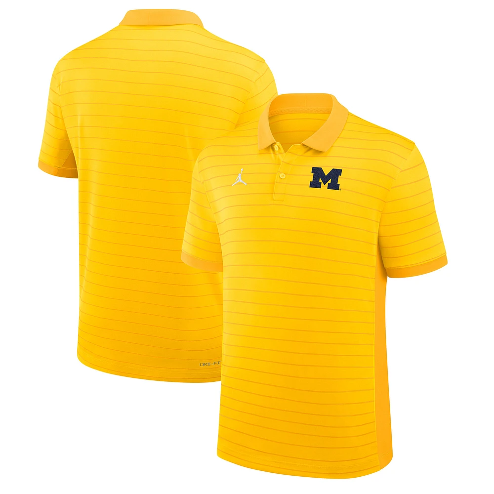 Men's Jordan Brand Maize Michigan Wolverines 2025 Early Season Coaches Sideline Victory Stripe Dri-FIT Polo