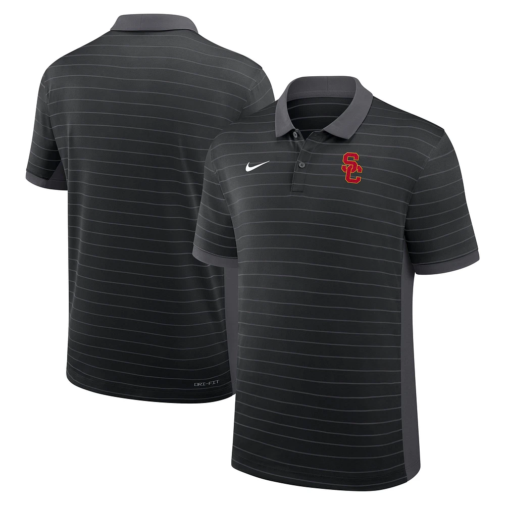 Men's Nike Black USC Trojans 2025 Early Season Coaches Sideline Victory Stripe Dri-FIT Polo