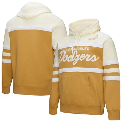 Men's Mitchell & Ness Tan/Cream Los Angeles Dodgers Head Coach Pullover Hoodie