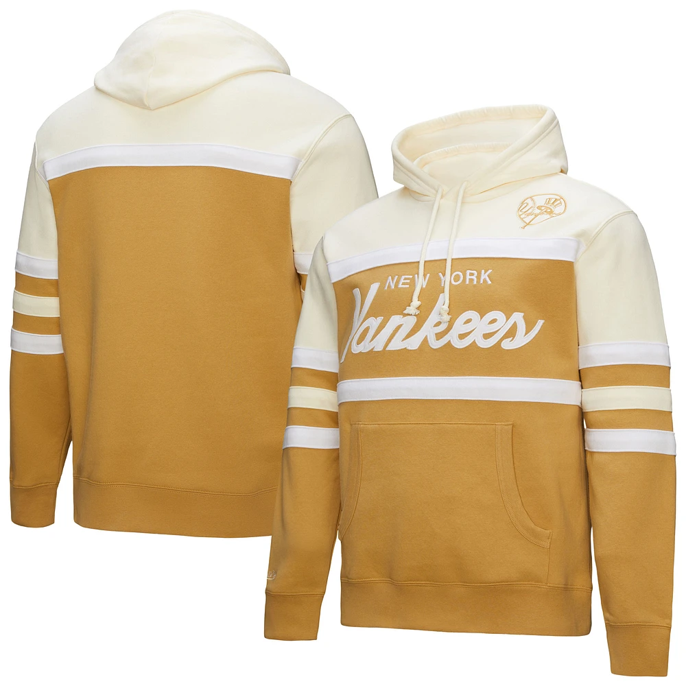 Men's Mitchell & Ness Tan/Cream New York Yankees Head Coach Pullover Hoodie