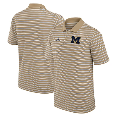 Men's Jordan Brand Tan/White Michigan Wolverines Primetime Victory Striped Dri-FIT Polo
