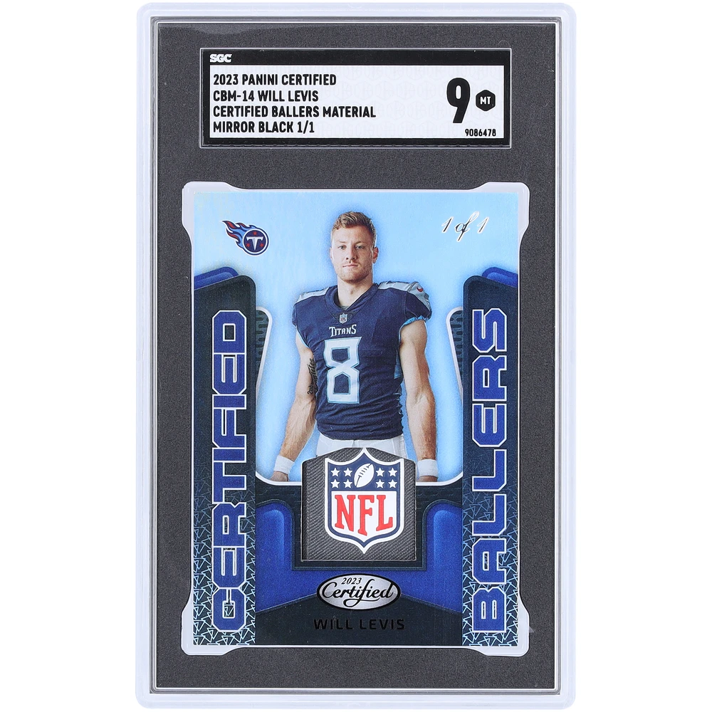 Will Levis Tennessee Titans 2023 Panini Certified NFL Shield Relic #CBM-14 #1/1 SGC Authenticated 9 Card