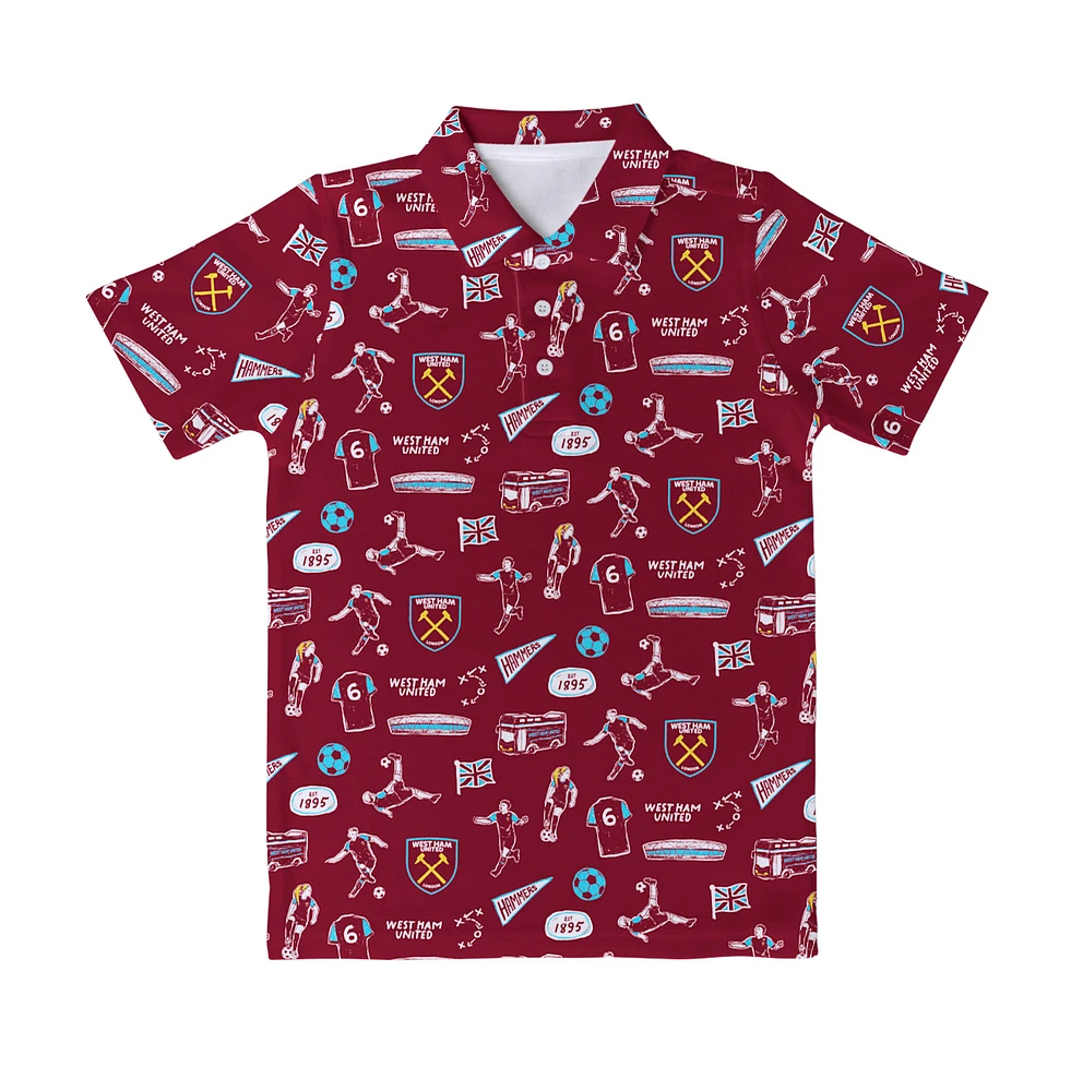 Toddler Vive La Fete Claret West Ham United Impressions Artwork Polo