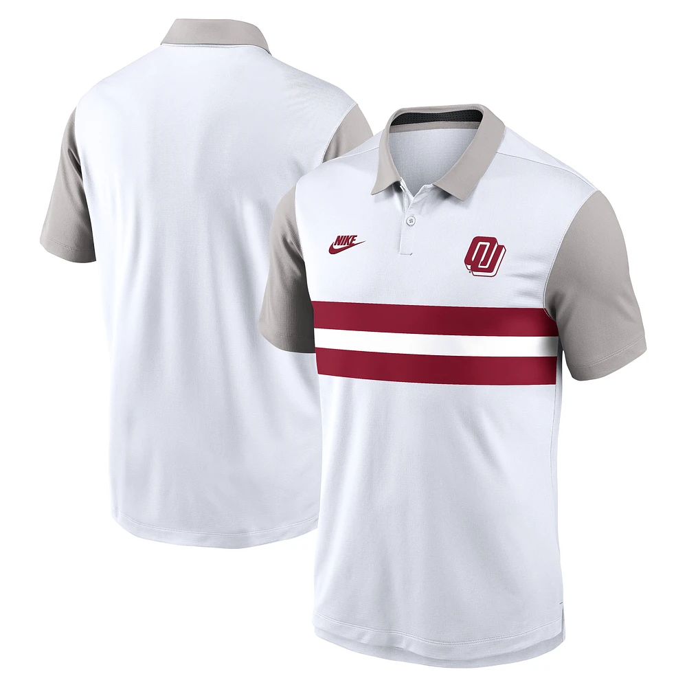Men's Nike White/Gray Oklahoma Sooners Athletic Prep Legacy Logo Vapor Performance Polo