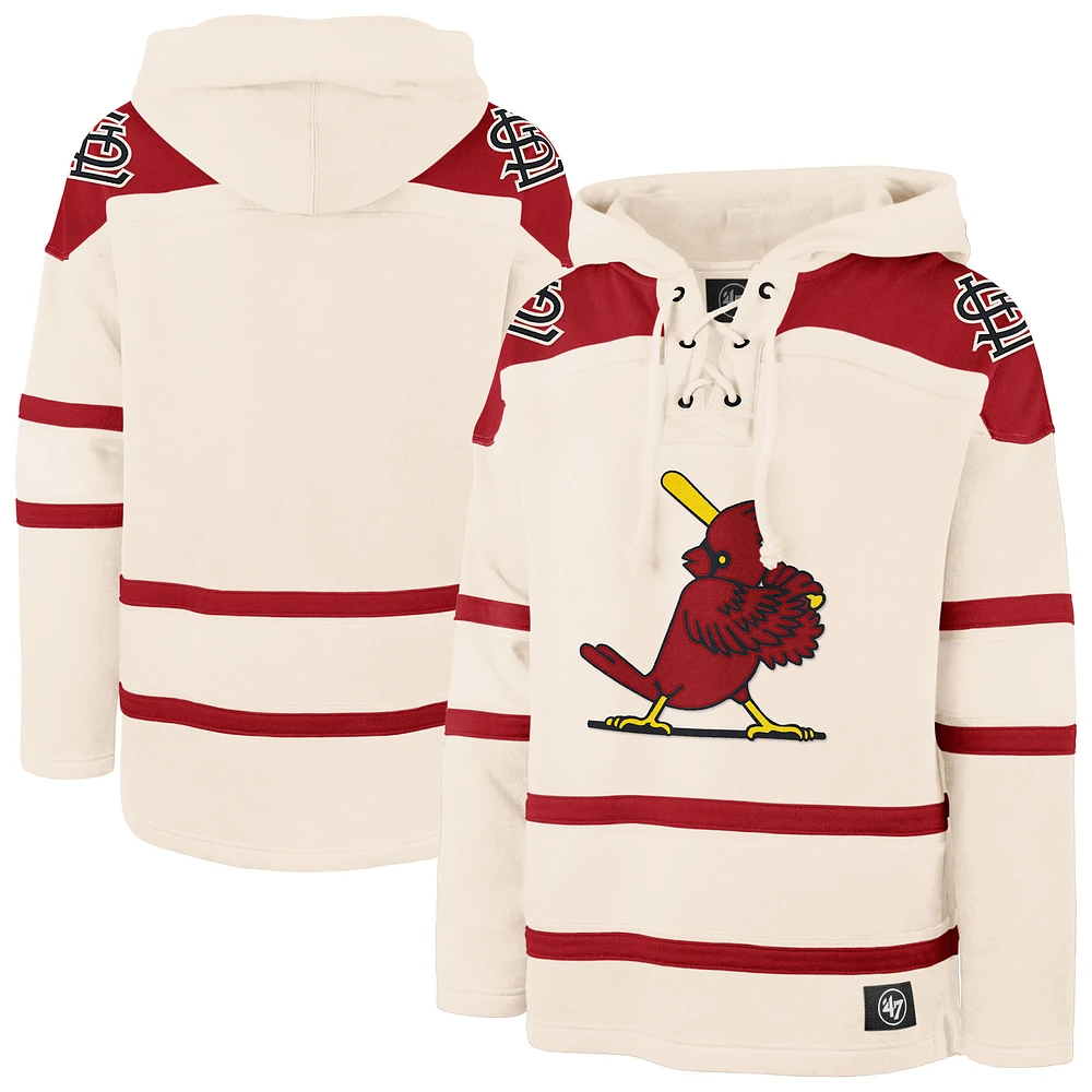 Men's '47 Cream St. Louis Cardinals Superior Lacer Pullover Hoodie