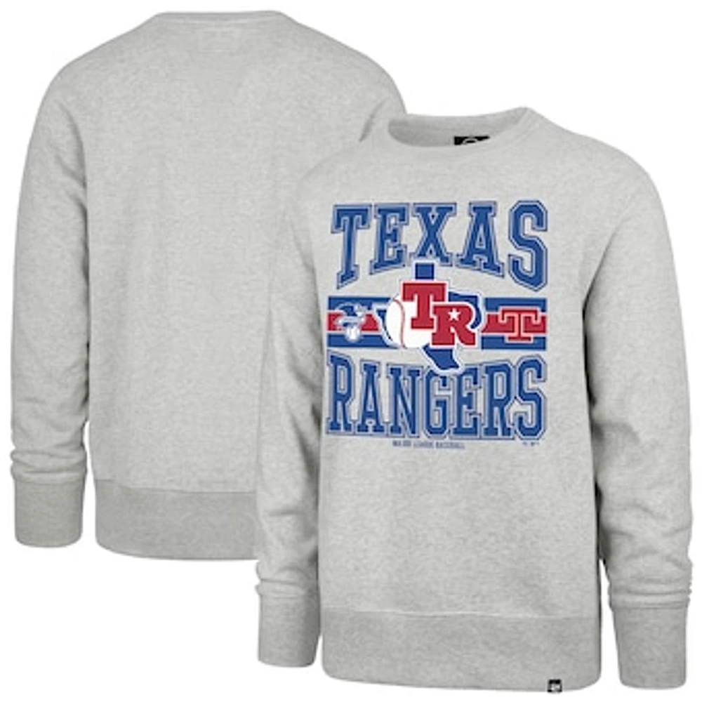 Men's '47 Gray Texas Rangers Letters Headline Pullover Sweatshirt