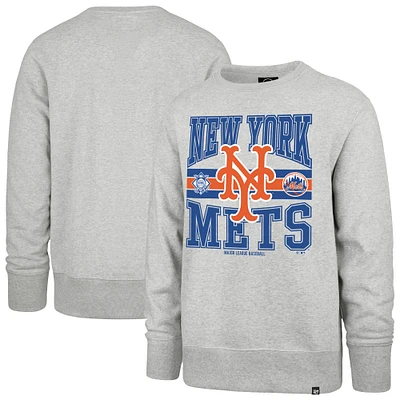 Men's '47 Gray New York Mets Letters Headline Pullover Sweatshirt