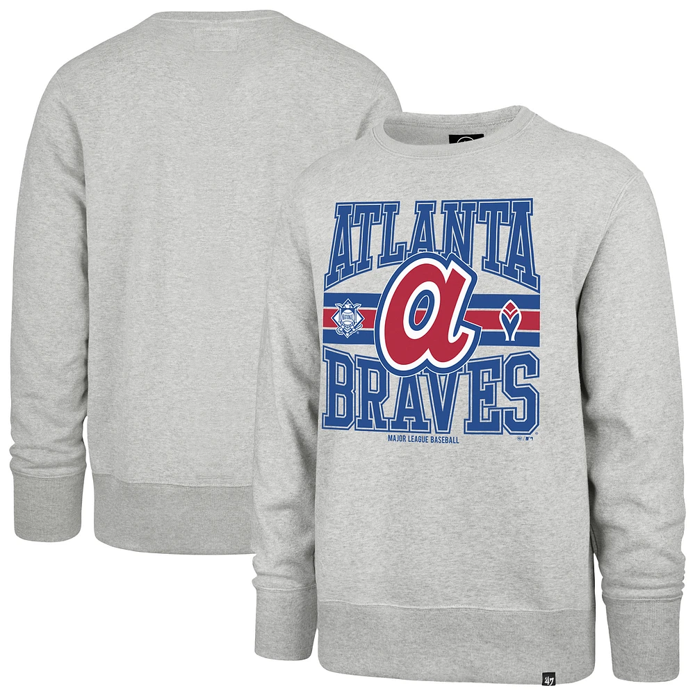 Men's '47 Gray Atlanta Braves Letters Headline Pullover Sweatshirt
