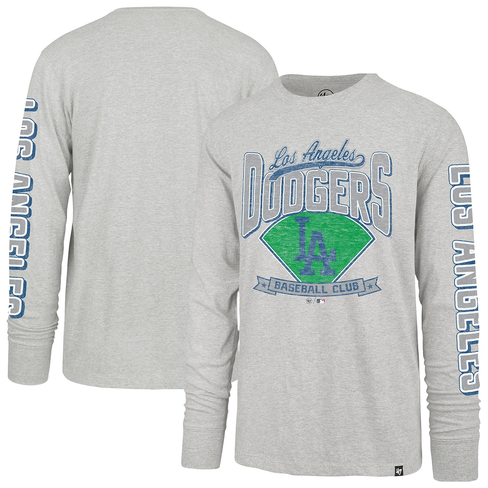 Men's '47 Gray Los Angeles Dodgers Fair Ball Franklin Long Sleeve T-Shirt