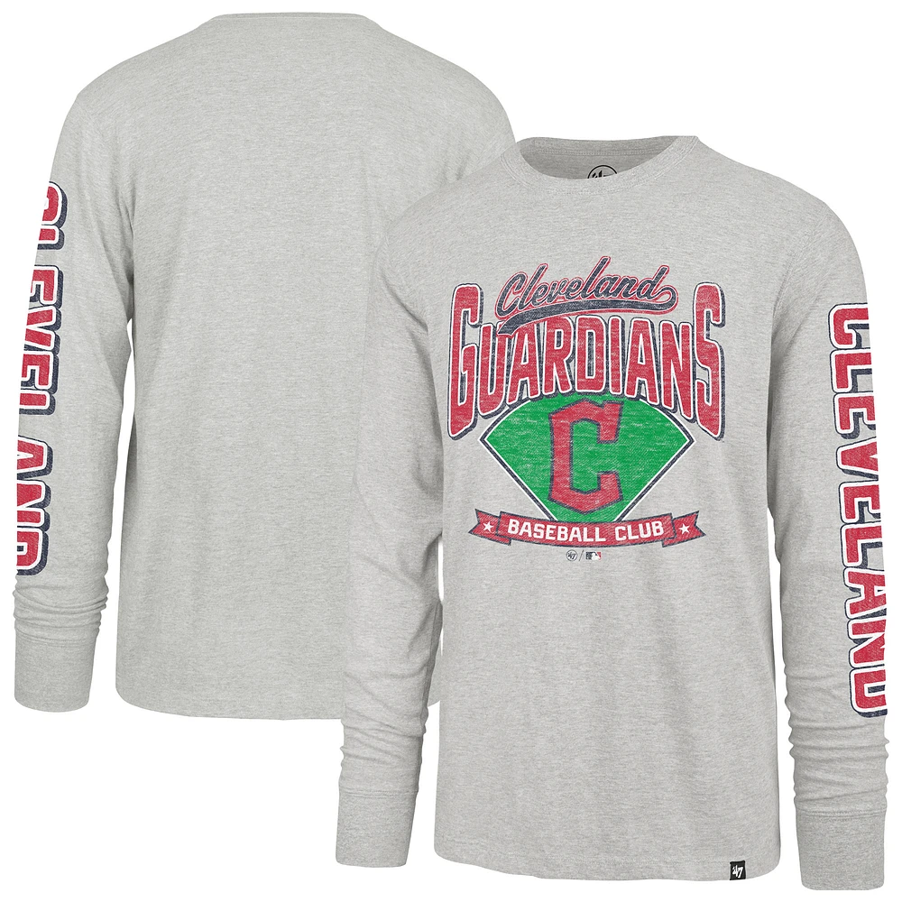 Men's '47 Gray Cleveland Guardians Fair Ball Franklin Long Sleeve T-Shirt