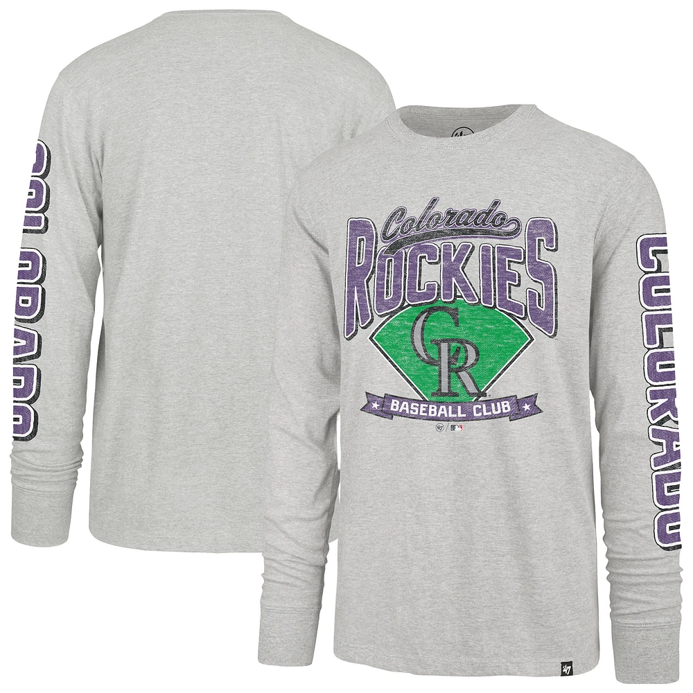 Men's '47 Gray Colorado Rockies Fair Ball Franklin Long Sleeve T-Shirt