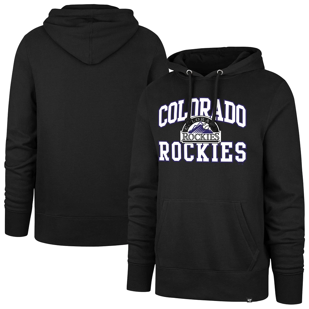 Men's '47 Black Colorado Rockies Velocity Headline Pullover Hoodie