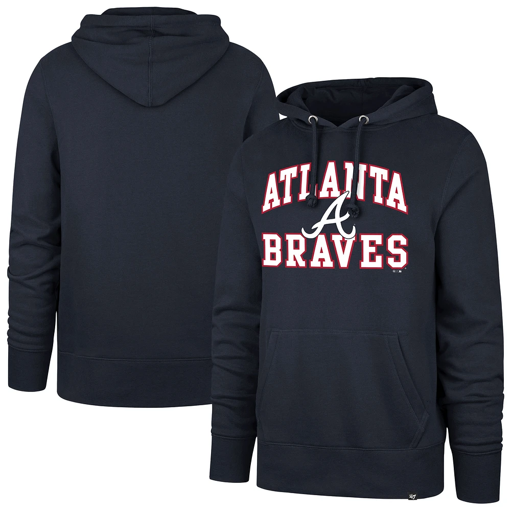 Men's '47 Navy Atlanta Braves Velocity Headline Pullover Hoodie