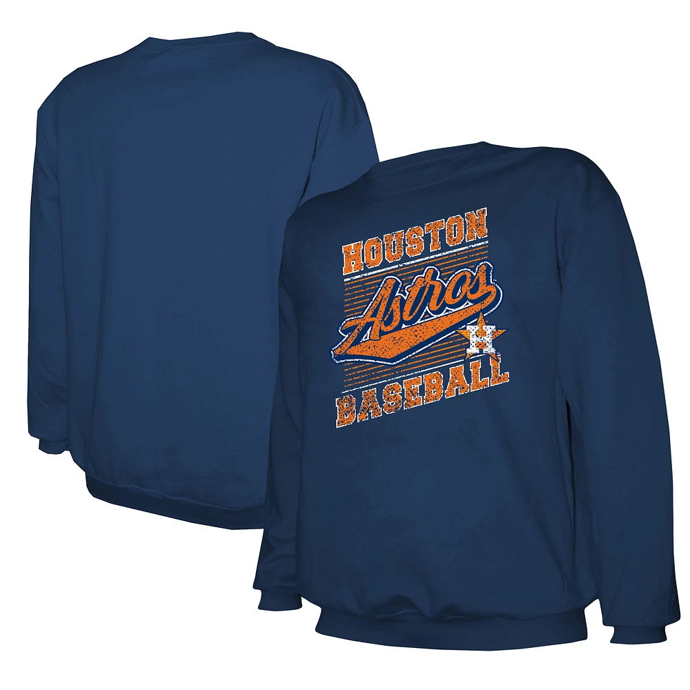 Men's Stitches Navy Houston Astros Lightweight Crew Sweatshirt