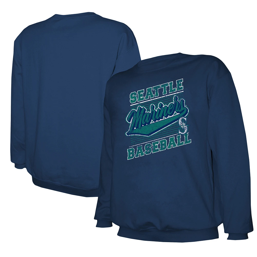 Men's Stitches Navy Seattle Mariners Lightweight Crew Sweatshirt