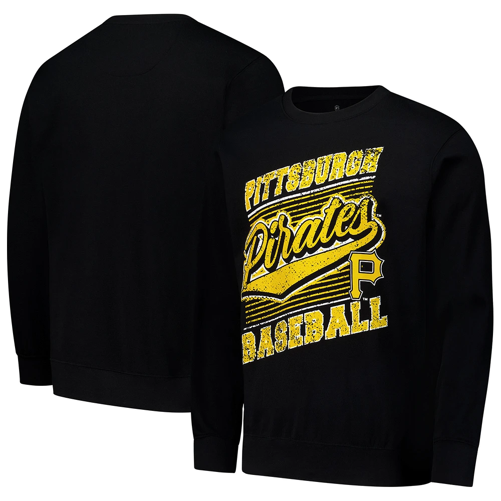 Men's Stitches Black Pittsburgh Pirates Lightweight Crew Sweatshirt