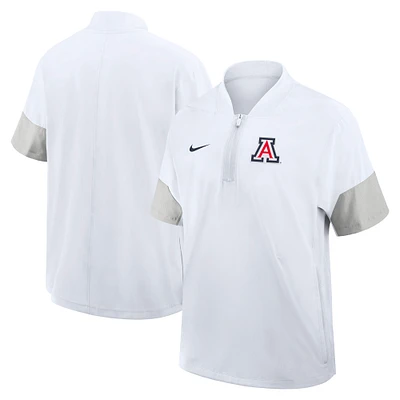 Men's Nike White Arizona Wildcats 2025 Sideline Coaches Lightweight Short Sleeve Jacket