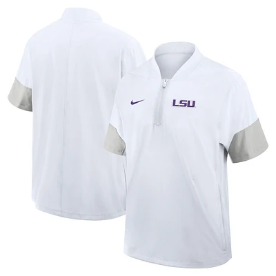 Men's Nike White LSU Tigers 2025 Sideline Coaches Lightweight Short Sleeve Jacket