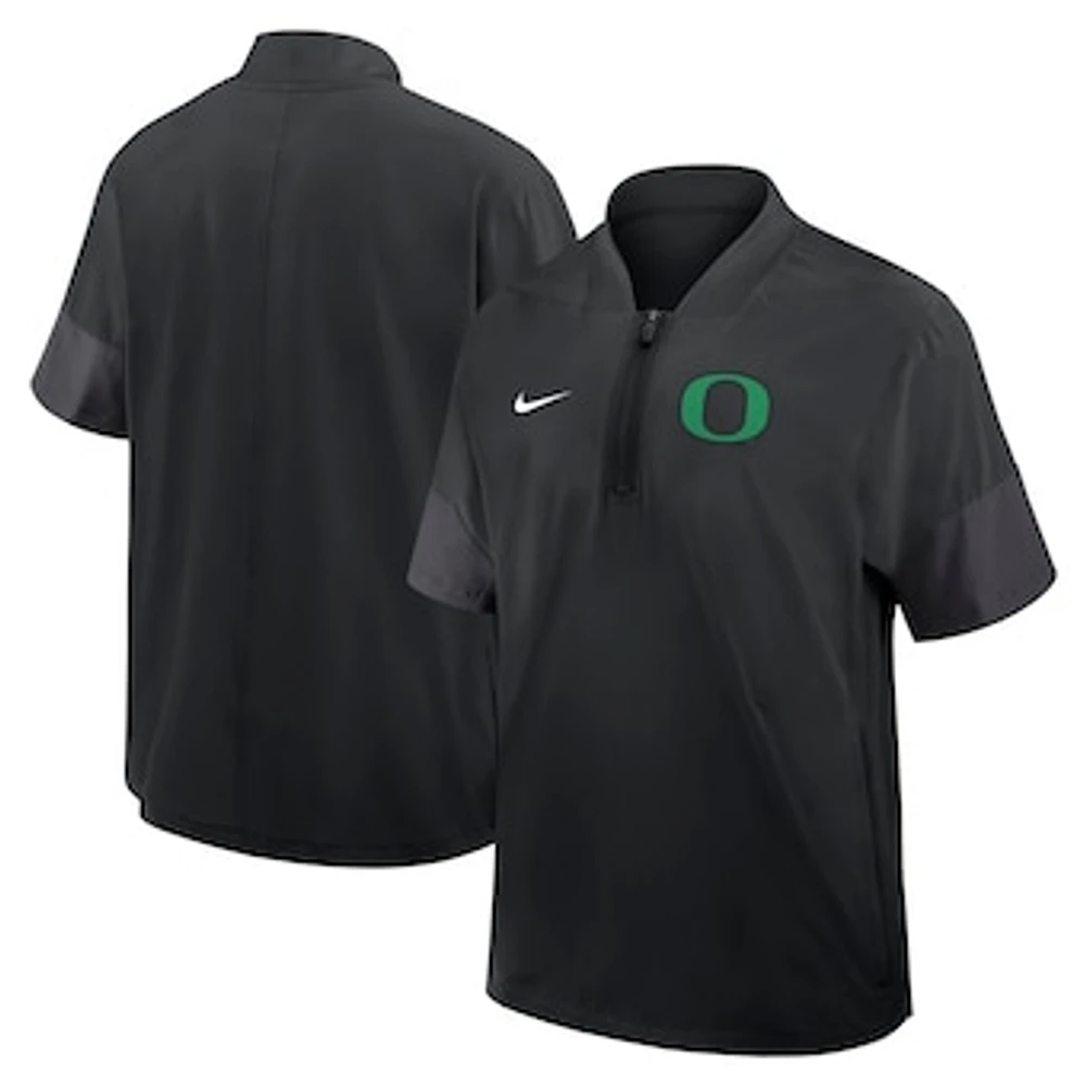 Men's Nike Black Oregon Ducks 2025 Sideline Coaches Lightweight Short Sleeve Jacket