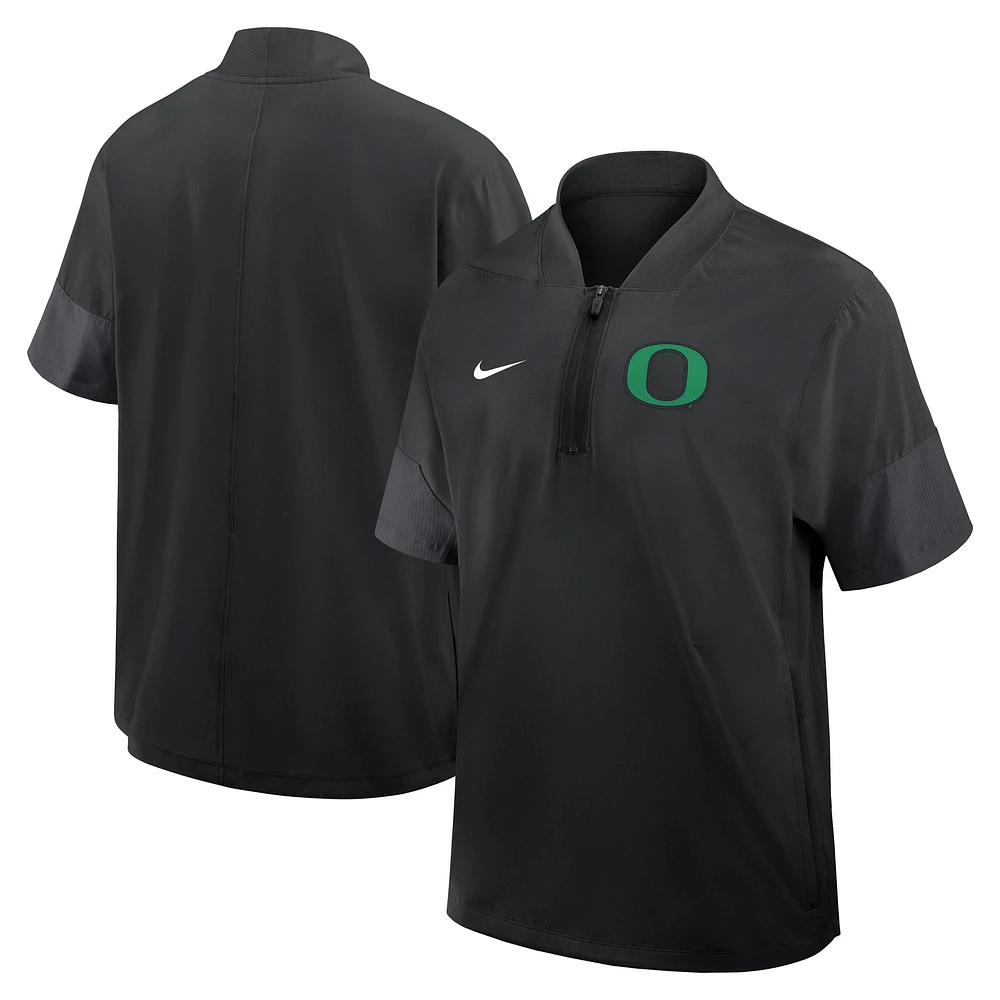 Men's Nike Black Oregon Ducks 2025 Sideline Coaches Lightweight Short Sleeve Jacket