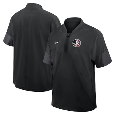Men's Nike Black Florida State Seminoles 2025 Sideline Coaches Lightweight Short Sleeve Jacket