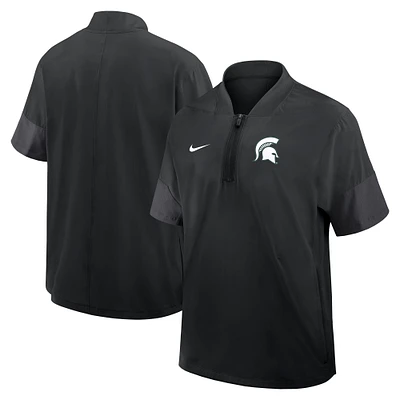 Men's Nike Black Michigan State Spartans 2025 Sideline Coaches Lightweight Short Sleeve Jacket