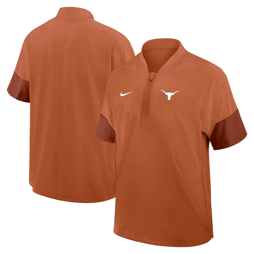 Men's Nike Texas Orange Longhorns 2025 Sideline Coaches Lightweight Short Sleeve Jacket