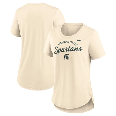 Women's Nike Cream Michigan State Spartans Script Logo Tri-Blend T-Shirt