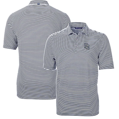 Men's Cutter & Buck Navy Washington Nationals Big Tall Cooperstown Collection Virtue Eco Pique Stripe Recycled Polo