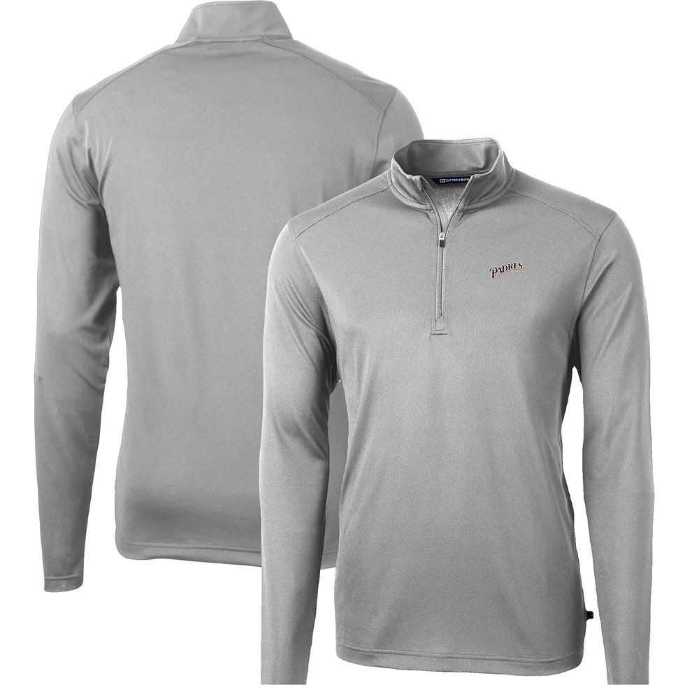 Men's Cutter & Buck San Diego Padres Cooperstown Collection Big Tall Virtue Eco Pique Recycled Quarter-Zip Top